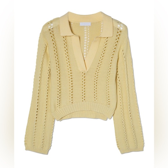 Jonathan Simkhai Sweaters - Jonathan Simkhai BERENICE DIRECTIONAL RIB LONG SLEEVE
RIB POLO - BUTTERCUP
